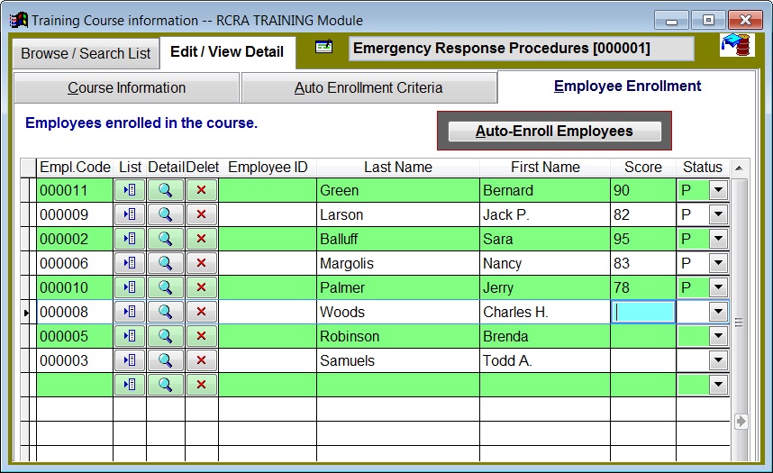 Waste Software screenshot: RCRA TRAINING